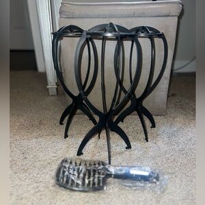 Lot of 3 Wig Stands and Wig Brush